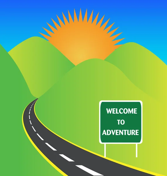 Road to sun adventure ilustração — Vetor de Stock