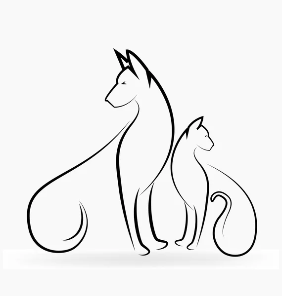 Logotipo mascotas gato y perro — Vector de stock