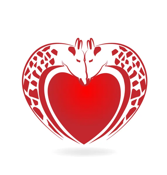 Żyrafy w miłości tatuaż wektor logo — Wektor stockowy