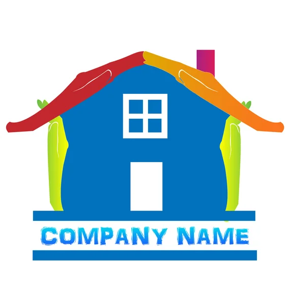 House made with hands logo — Stock Vector