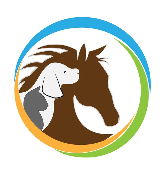 Logotipo perro gato y caballo — Vector de stock