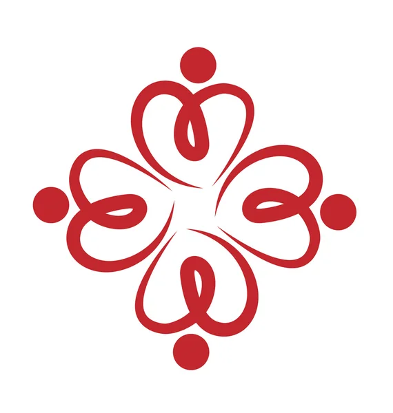 Logo hart liefde teamwerk — Stockvector