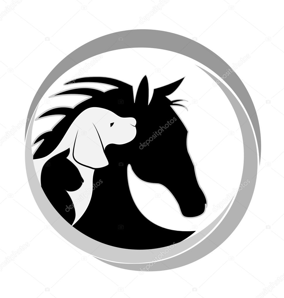 Dog cat and horse   design vector image logo