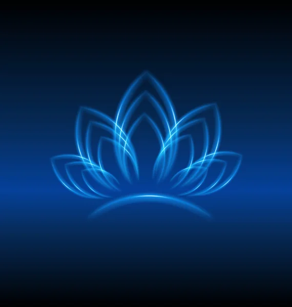 莲花的蓝色小花模板 — 图库矢量图片