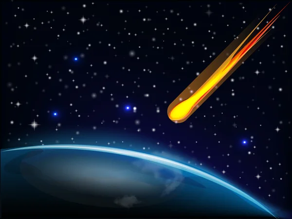 Stern, der auf die Erde fällt. Meteoritenkonzept — Stockvektor