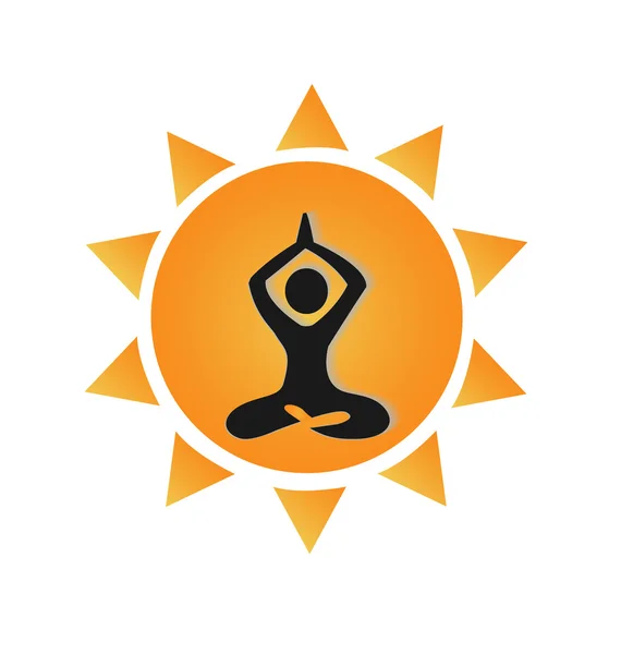 Yoga and sun logo — Stock Vector