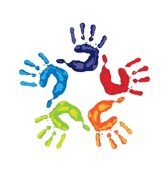 Ομαδική εργασία χέρια λογότυπο — Διανυσματικό Αρχείο