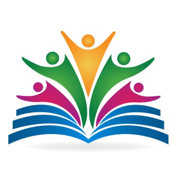 Kitap öğrenciler ekip çalışması eğitim logosu