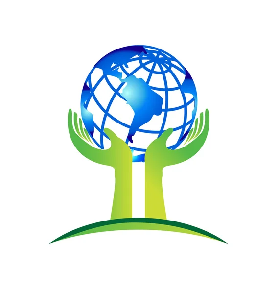 Globen karta World Care logotyp — Stock vektor