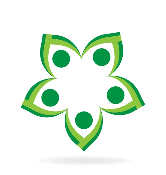 Logo yeşil insanlar elele — Stok Vektör