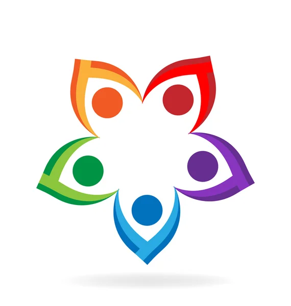 Logo travail d'équipe gens fleur — Image vectorielle