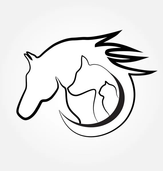 ロゴ馬猫と犬 — ストックベクタ