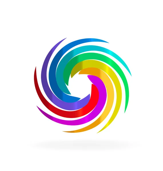 Wirbelnde Regenbogenwellen Logo — Stockvektor