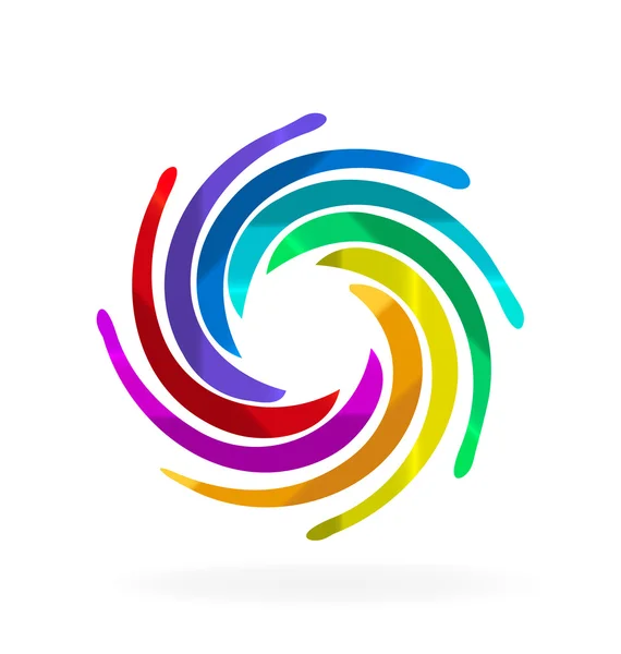 Rainbow swirly vågor logotyp — Stock vektor