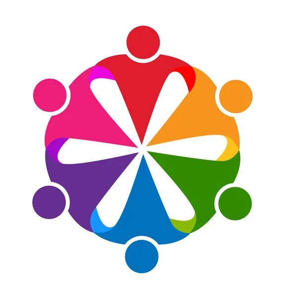 Логотип командной работы обнимает людей в форме круга — стоковый вектор