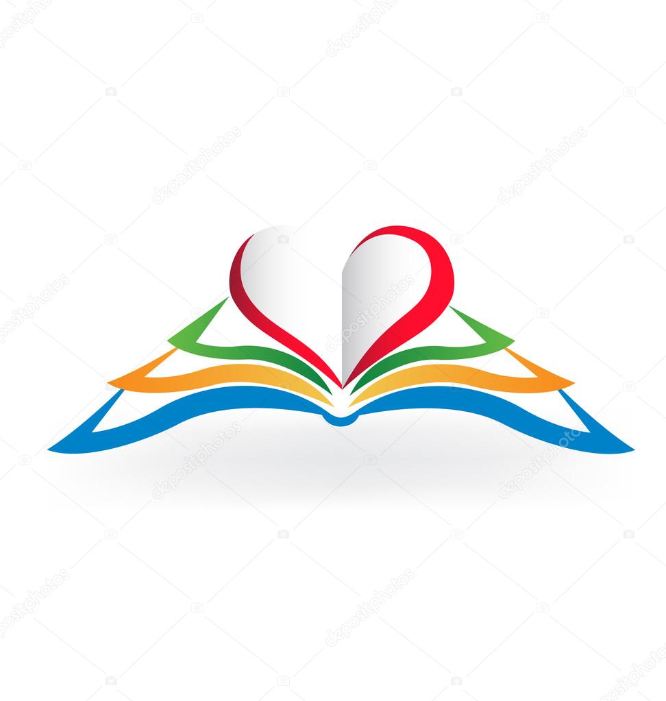 Book with heart love shape .Educational logo vector image