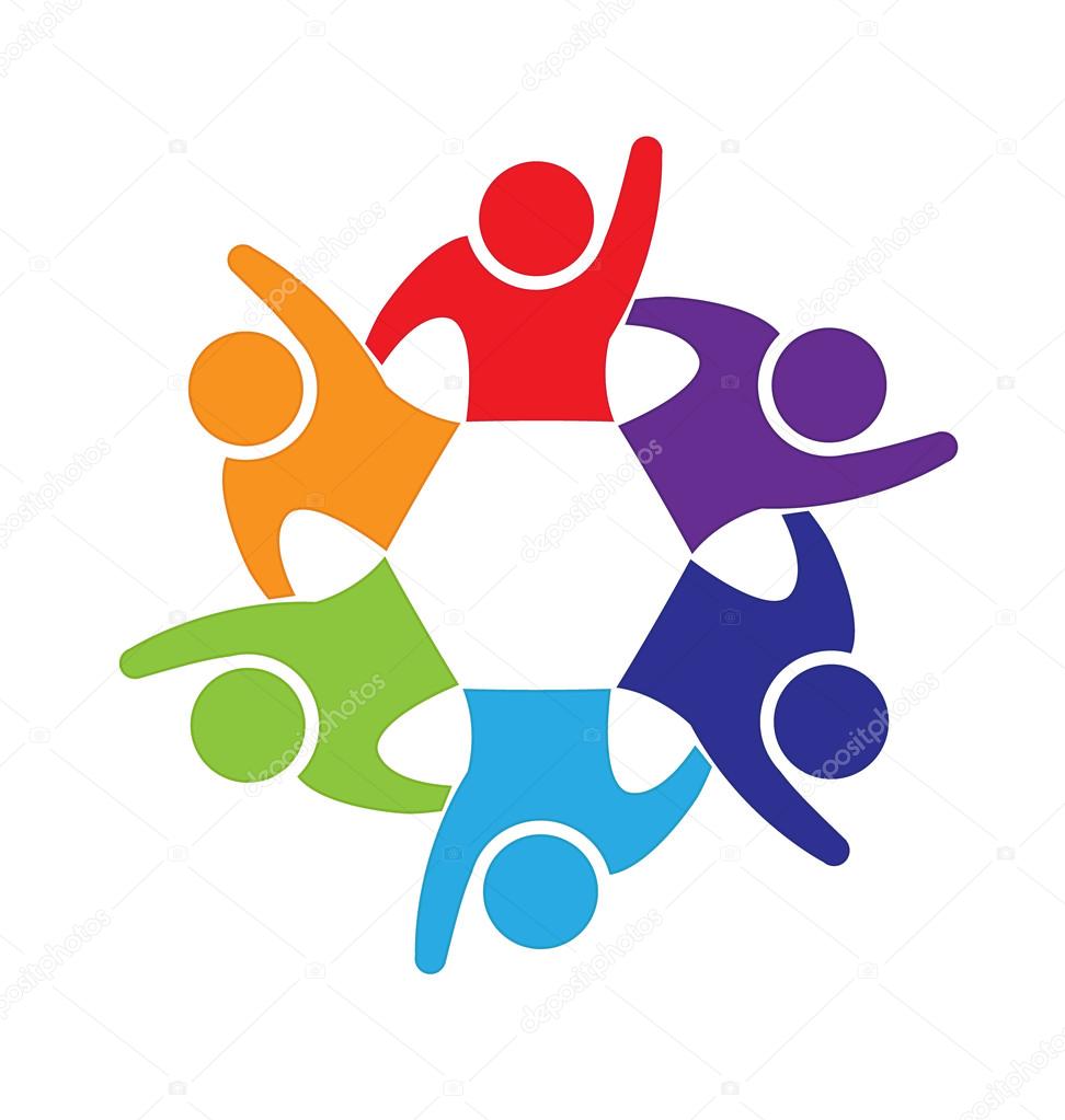 Logo happy people teamwork vector