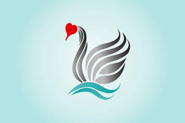 Logo Ala Cisne Negro Con Una Cabeza Amor Icono Vector — Archivo Imágenes Vectoriales