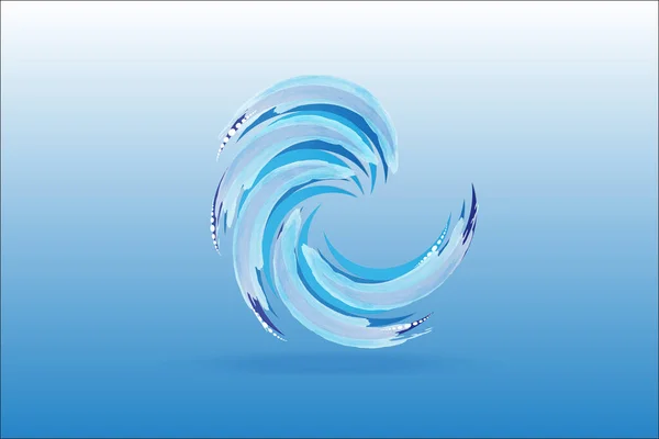 Logo Bleu Spirale Plage Vagues Mousse Swooshes Symbole Icône Illustration — Image vectorielle