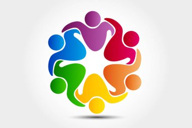 Logo takım çalışması birliği işi arkadaşlık ortaklarını kucakladı renkli ikon logoti web vektör resim tasarımı