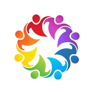 Logo takım çalışması birliği insanları kucakladı renkli ikon logoti vektör web resim tasarımı ortakları