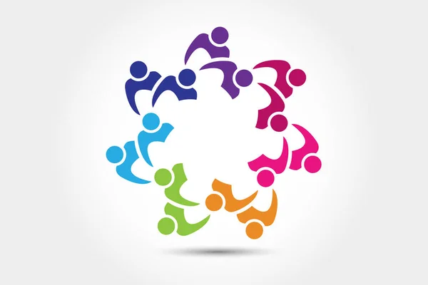 Logo Teamarbeit Einheit Geschäft Umarmte Freundschaft Partner Paar Menschen Bunte — Stockvektor