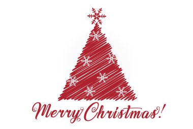 Noel ağacı tebrik kartı karalaması karalama görüntü vektör tasarımı şablonu