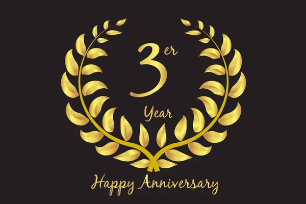 Happy Thirth Anniversary Gold Kranz Einladungskarte Design Vektor Template — Stockvektor