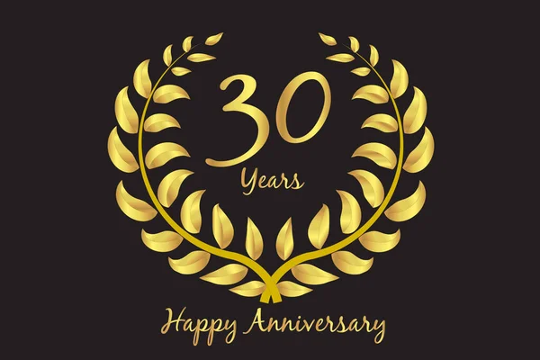 Happy Anniversary Years Old Gold Wreath Invitation Card Design Vector — Stock Vector