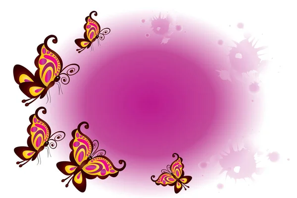 Vlinders Frame Vliegen Tuin Kaart Logo Vector Afbeelding — Stockvector