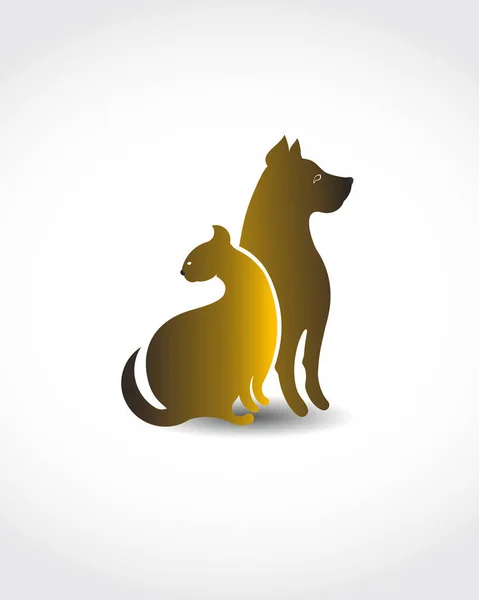 Logo Dog Cat Together Silhouettes Card Veterinary Business Icon Vector — Stock Vector