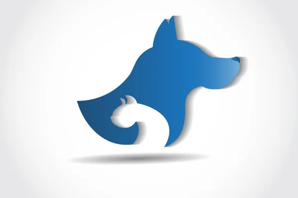 Logo Dog Cat Together Silhouettes Card Veterinary Business Icon Vector — 스톡 벡터