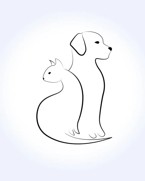 Logo Perro Gato Corazón Siluetas Tarjeta Identificación Veterinaria Negocio Icono — Archivo Imágenes Vectoriales