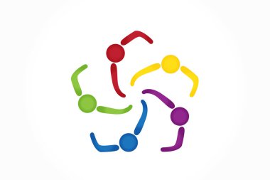 Logo takım çalışması birliği iş adamları takımı ve ortaklık renkli logoton vektör web resim tasarımı