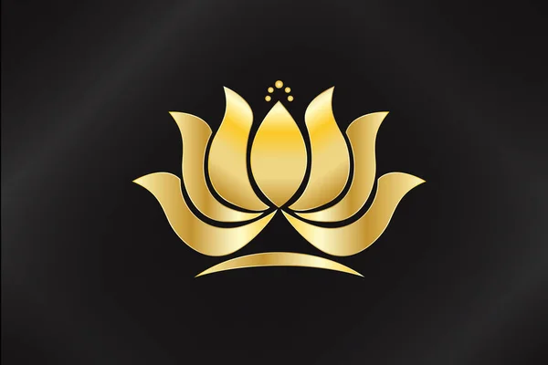 Χρυσό Λουλούδι Λωτού Σιλουέτα Εικονίδιο Λογότυπο Κάρτα Επιχείρηση Διάνυσμα Web — Διανυσματικό Αρχείο