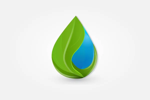 Logo Gota Agua Hoja Biología Salud Naturaleza Identidad Tarjeta Web — Vector de stock