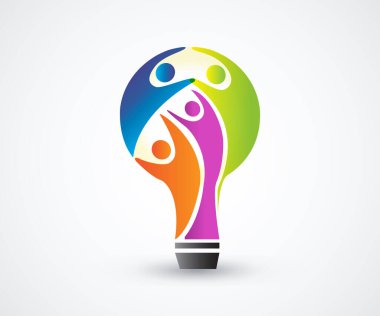 Logo people bulb light ideas. Creative idea symbol vector design colorful image clipart