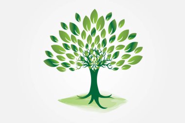 Logo ağacı ekolojisi suluboya simgesi vektör web resmi grafik tasarımı illüstrasyonu
