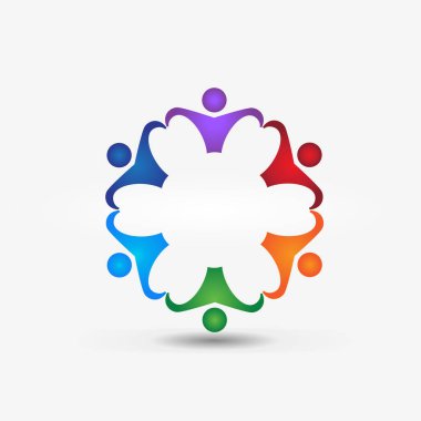 Logo takım çalışması birliği iş adamları renkli simge logotype vektör web resmi tasarımı