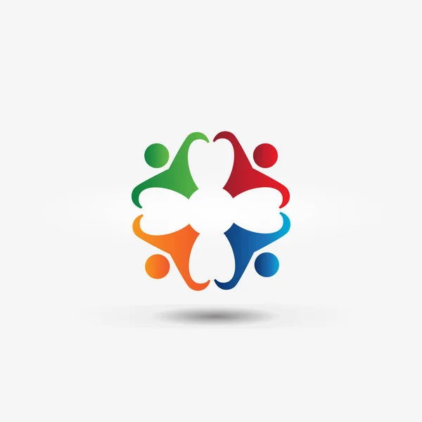 Logotipo Trabajo Equipo Unidad Negocios Personas Colorido Icono Logotipo Vector — Vector de stock