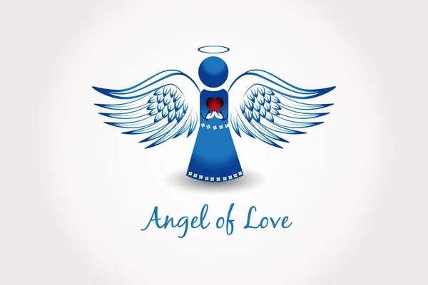 Anjo Com Uma Religião Coração Orando Logotipo Imagem Vetorial — Vetor de Stock