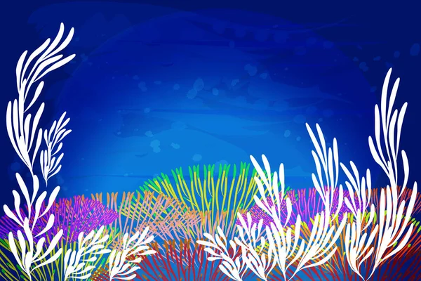 Aquarium Coral Reef Algae Aquatic Marine Life Plants Fishes Ocean Stock Illustration
