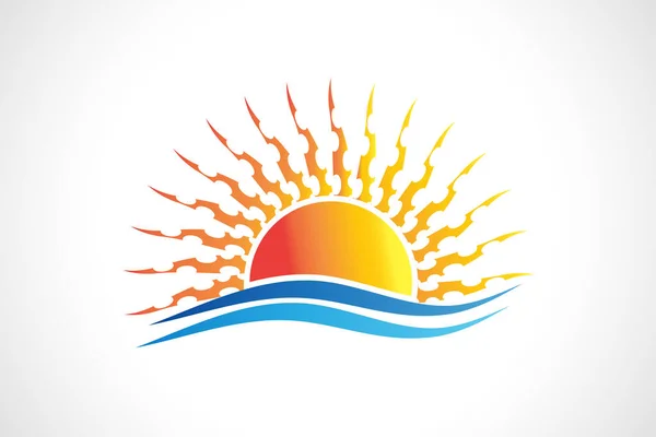 Logo Soleil Vagues Plage Icône Abstraite Vecteur Image Web Conception — Image vectorielle