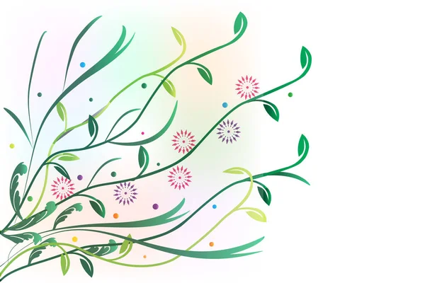 Квіти Вітальна Листівка Банер Векторне Зображення Шаблон Тла — стоковий вектор