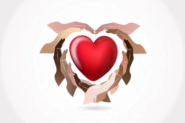 Hände Die Ein Gesundes Herz Liebe Logo Vektor Web Bild — Stockvektor