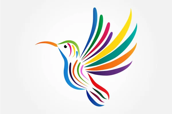 Humming Pássaro Ícone Logotipo Colorido Vetor Web Imagem Modelo Gráfico — Vetor de Stock