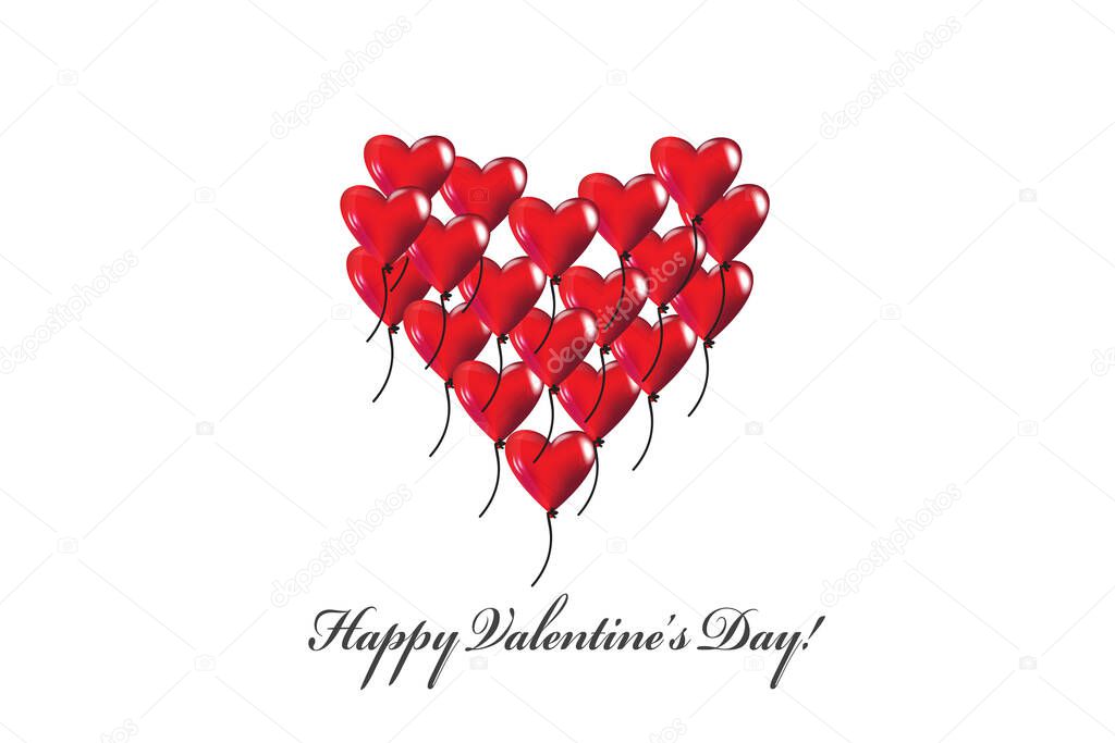 Happy valentines heart balloons symbol logo vector image