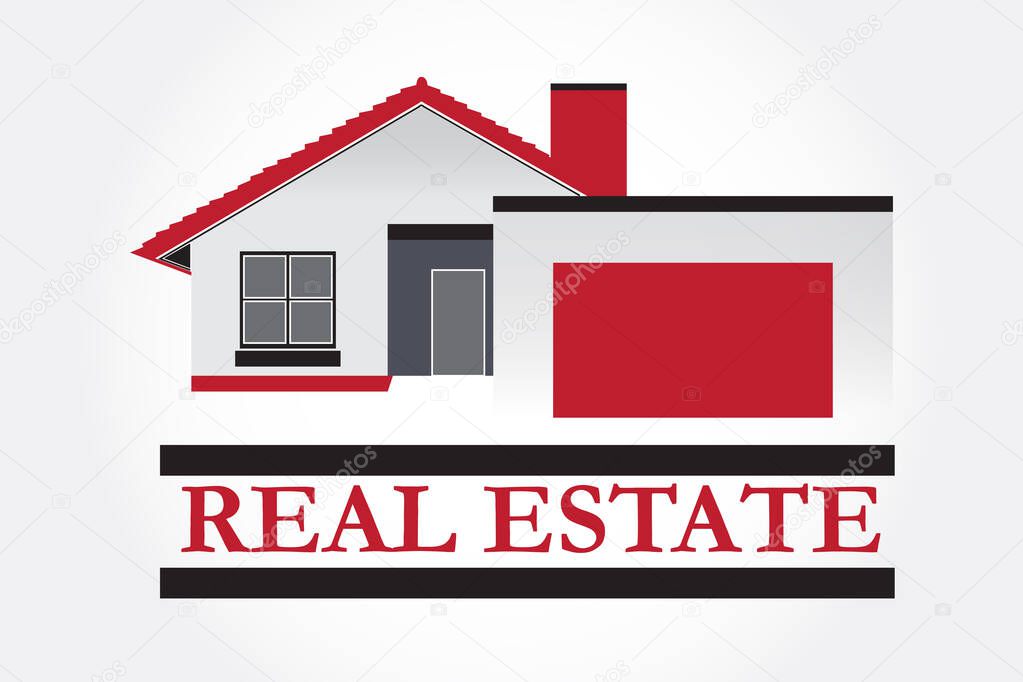 Real estate red house logo vector icon web image graphic design
