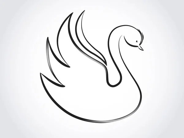 Logo Swan Silhouette Tattoo Line Art Vector Image Graphic Design — Stock Vector