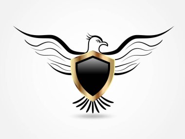 Kartal altın kalkan vintage logo vektör görüntü tasarımı
